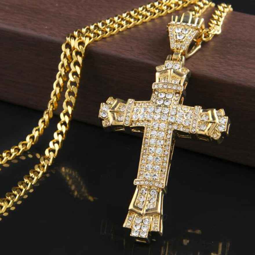 Iced Out Cross Necklace for Men - Sparkling Iced Out Men's Cross Pendant
